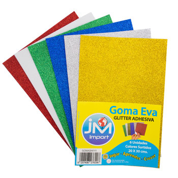 Goma eva Glitter Adhesiva 20x30 - Librería Pandora